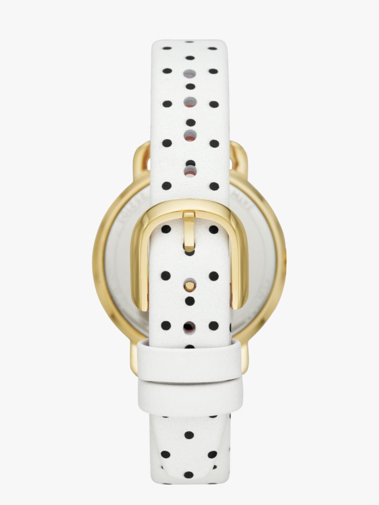 Metro White And Black Polka Dot Leather Solar Powered Watch | Kate