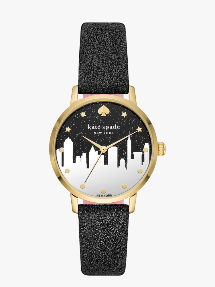 Metro Black Leather City Watch Kate Spade New York