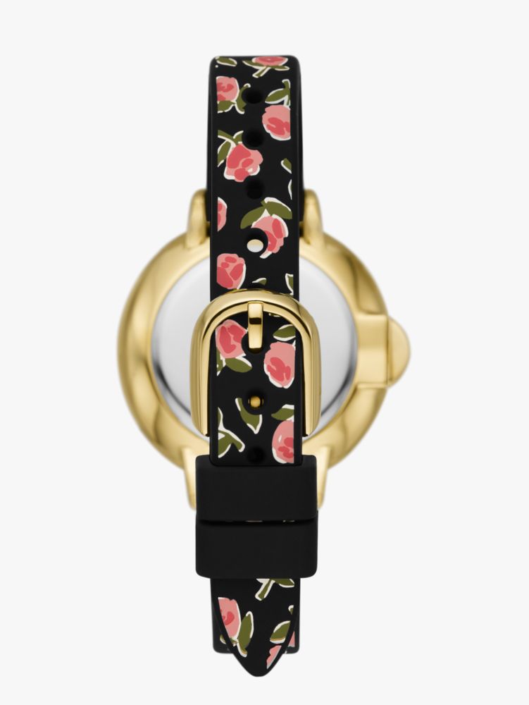 Park Row Black Ditsy Rose Silicone Watch, , Product