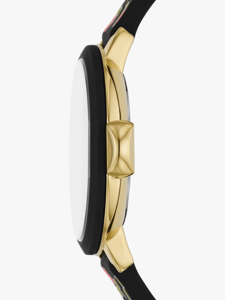 Park Row Black Ditsy Rose Silicone Watch, , Product
