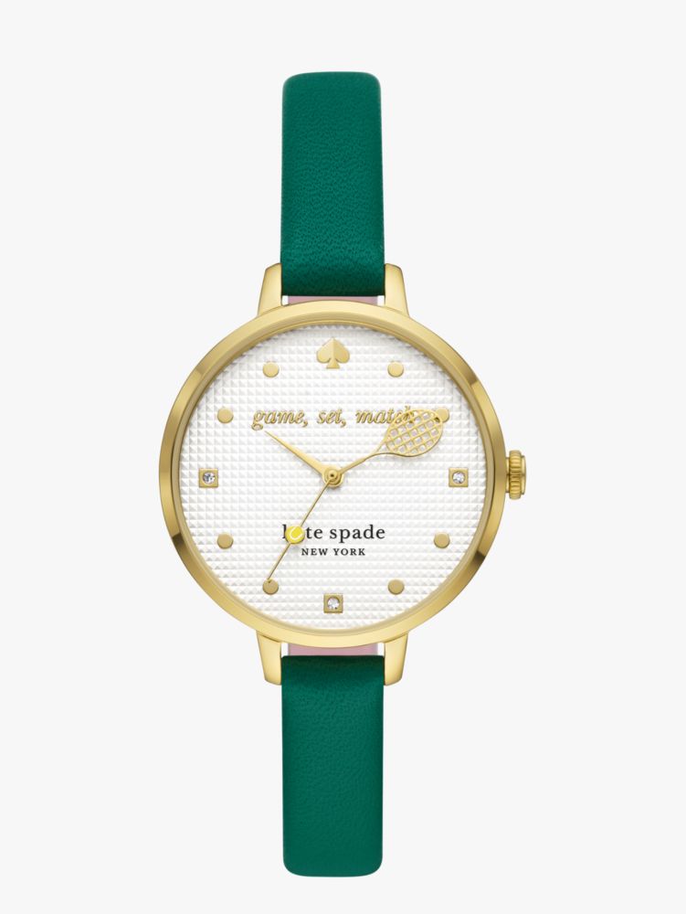 Kate Spade,Metro Green Leather Tennis Watch,watches,Green