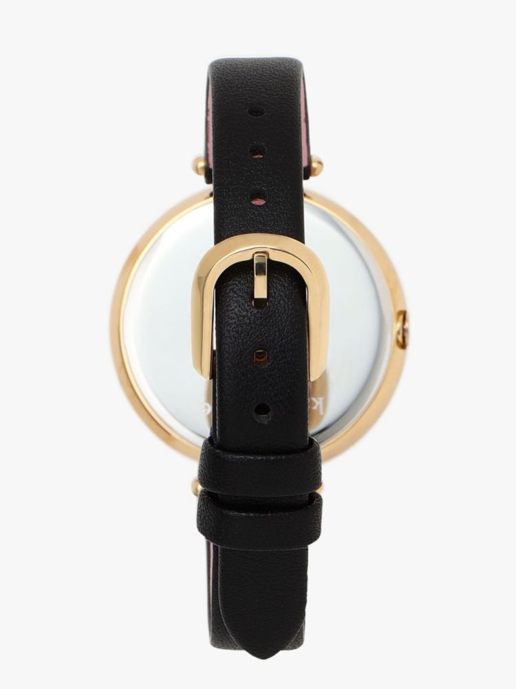 Kate Spade,ホランド スリーハンド ブラック レザー ウォッチ,時計,
