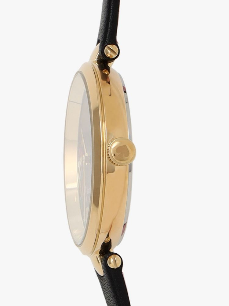 Kate Spade,ホランド スリーハンド ブラック レザー ウォッチ,時計,
