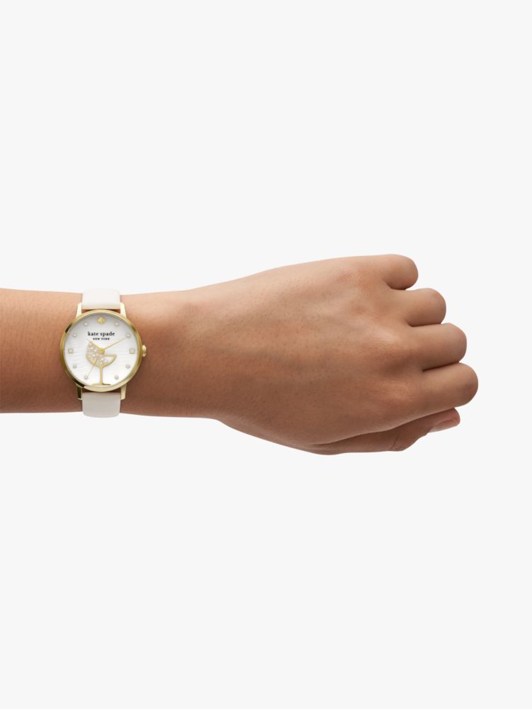 Metro Champagne White Leather Watch Kate Spade New York