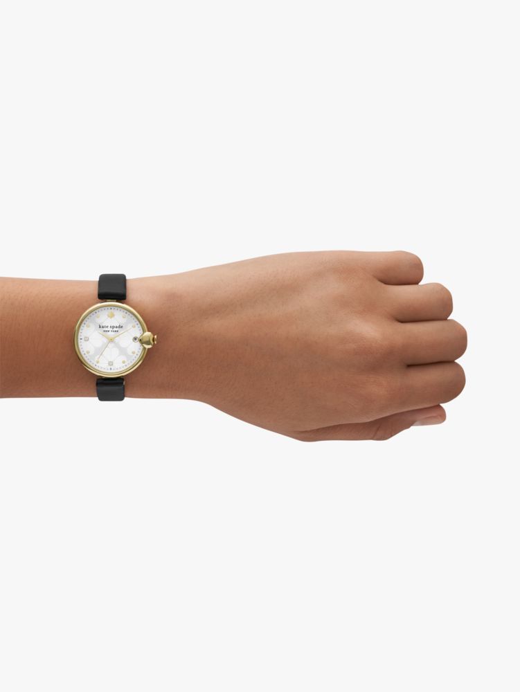 Kate Spade,チェルシー パーク スリーハンド デイト ブラック レザー ウォッチ,時計,ブラック