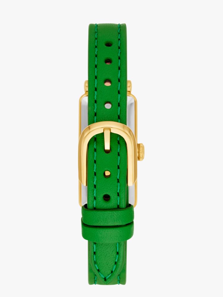 Kate Spade,Rosedale Green Leather Watch,Analog,Leather,Rhinestones,Yellow Gold,Gold Metal,Casual,Green