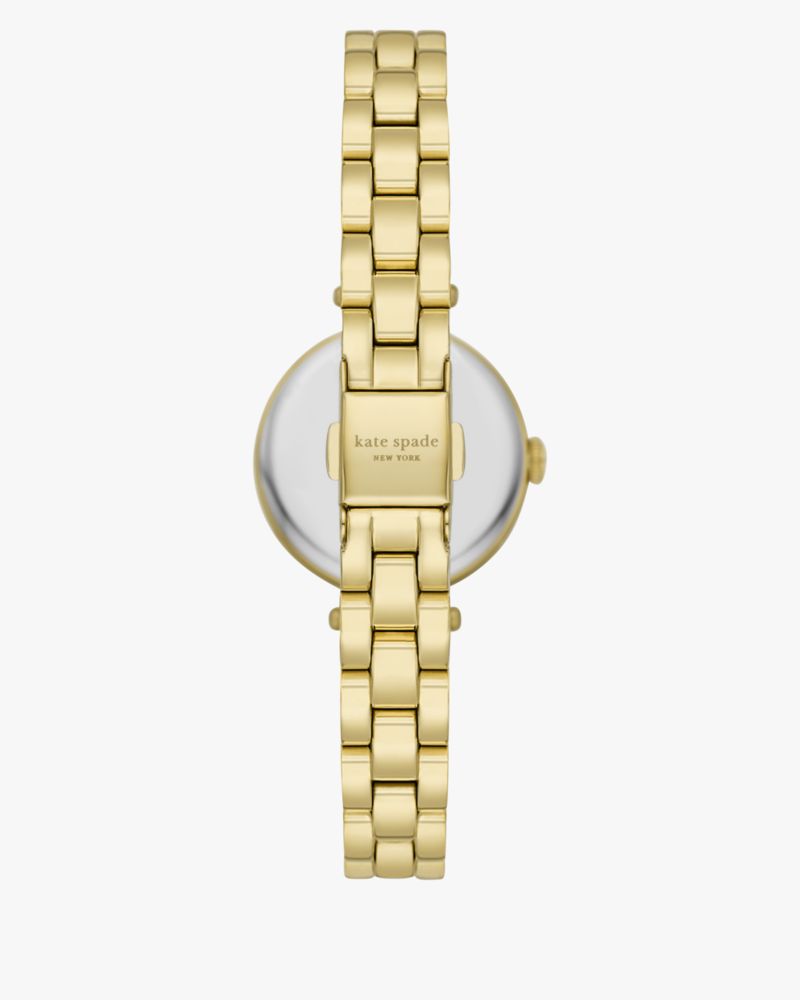 Kate Spade,Holland Gold-tone Stainless Steel Watch,Analog,Logo,Word Embellishment,Rhinestones,Yellow Gold,Gold Metal,Stain...,