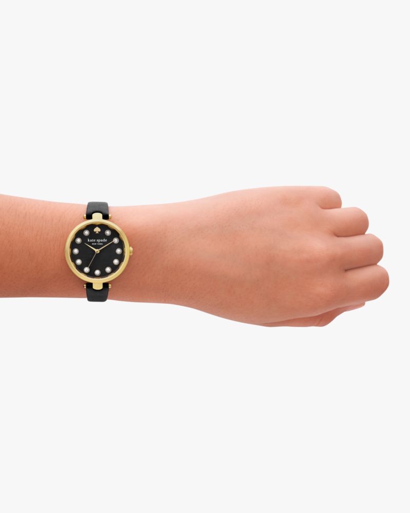 Kate Spade,ホランド ブラック レザー ウォッチ,時計,ブラック
