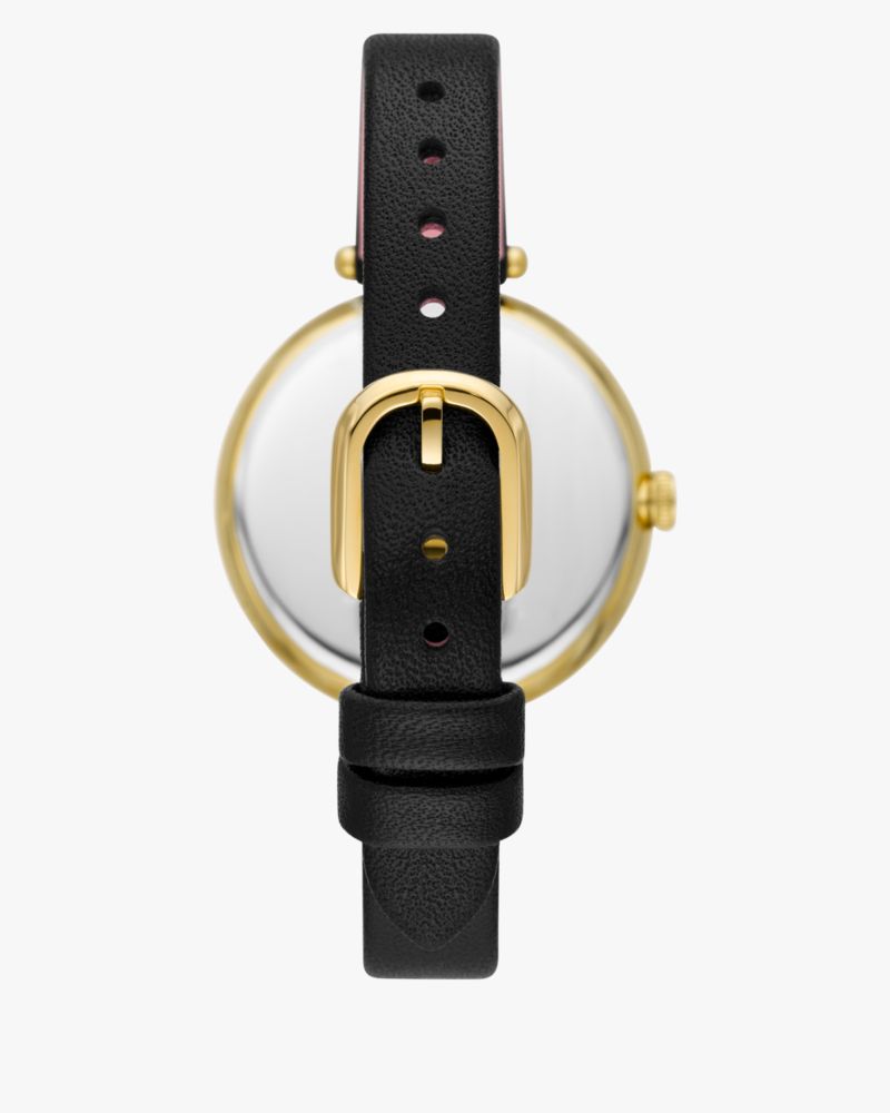 Kate Spade,Holland Black Leather Watch,Black