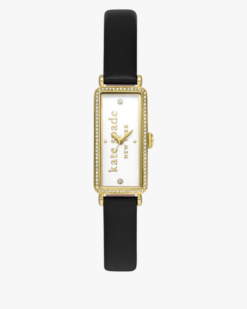 Kate Spade,Rosedale Black Leather Watch,Black