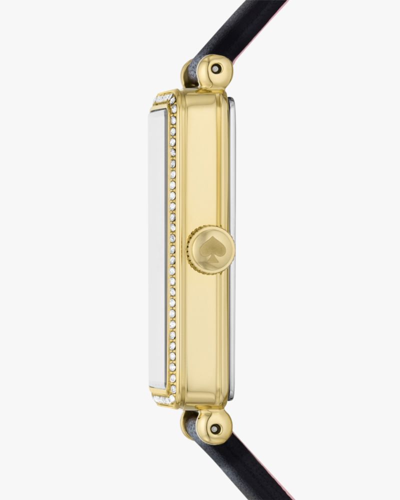 Kate Spade,Rosedale Black Leather Watch,Analog,Leather,Rhinestones,Casual,