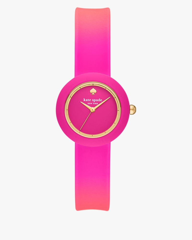 Kate Spade,Mini Park Row Pink Ombré Silicone Watch,Pink