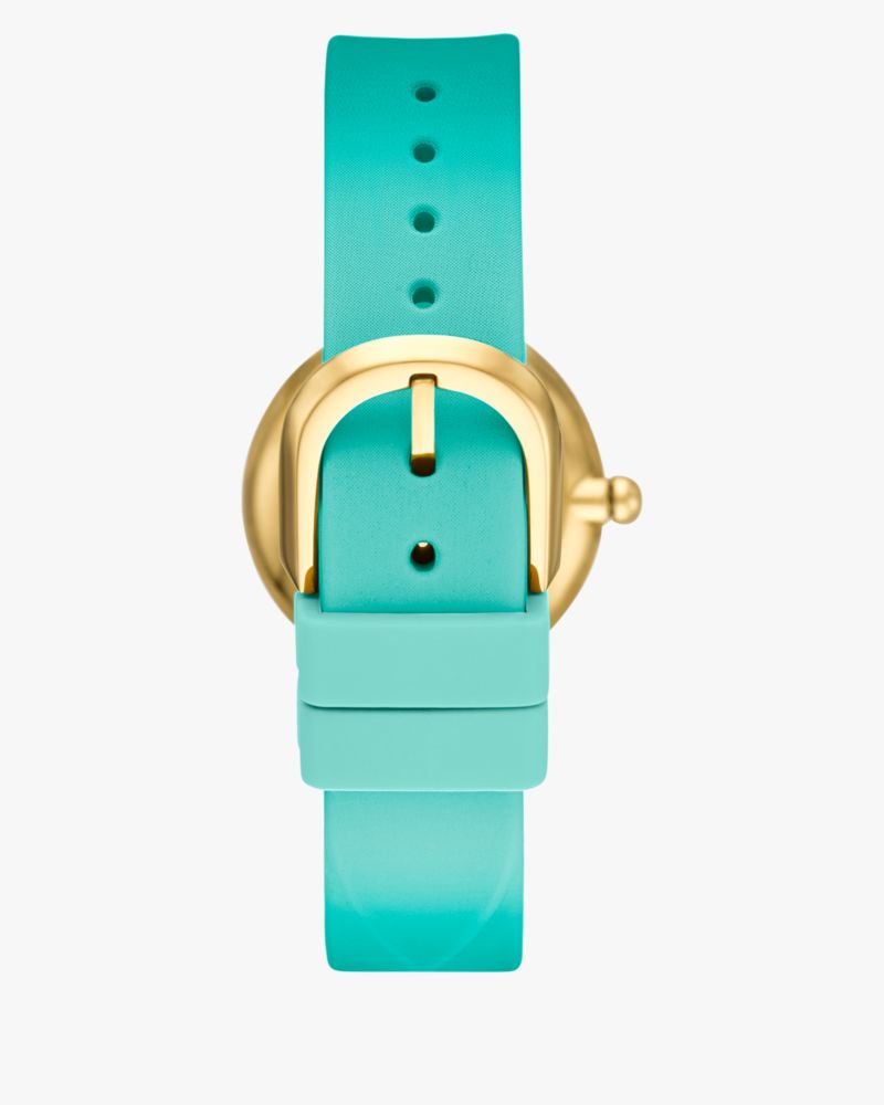 Kate Spade,Mini Park Row Blue Ombré Silicone Watch,Analog,Silicone,Logo,Word Embellishment,Casual,Turquoise