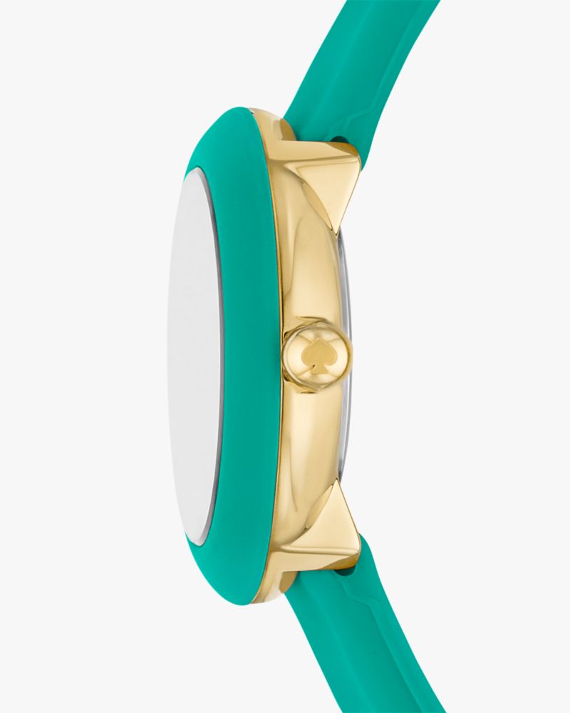 Kate Spade,Mini Park Row Blue Ombré Silicone Watch,Analog,Silicone,Logo,Word Embellishment,Casual,Turquoise