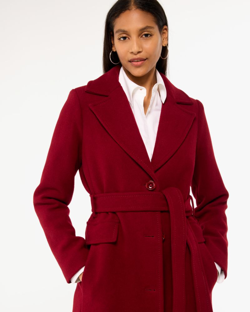 Kate Spade,Wool Coat,Maroon