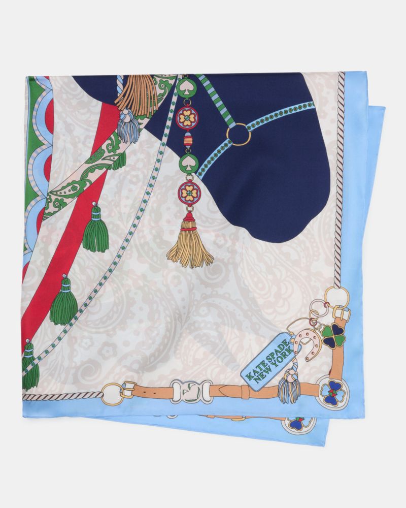 Kate Spade,Lny Horse Silk Square,Silk,Square,Piping,Casual,Multi Color