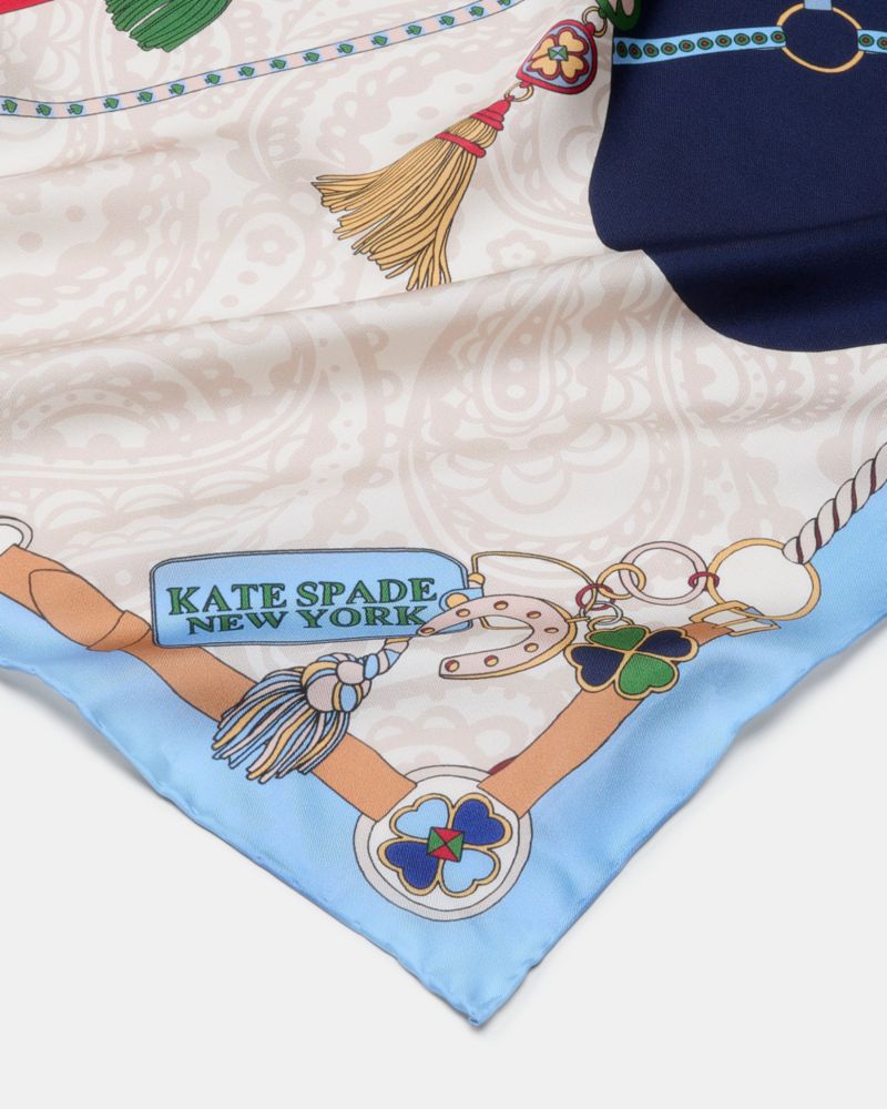 Kate Spade,Lny Horse Silk Square,Silk,Square,Piping,Casual,Multi Color