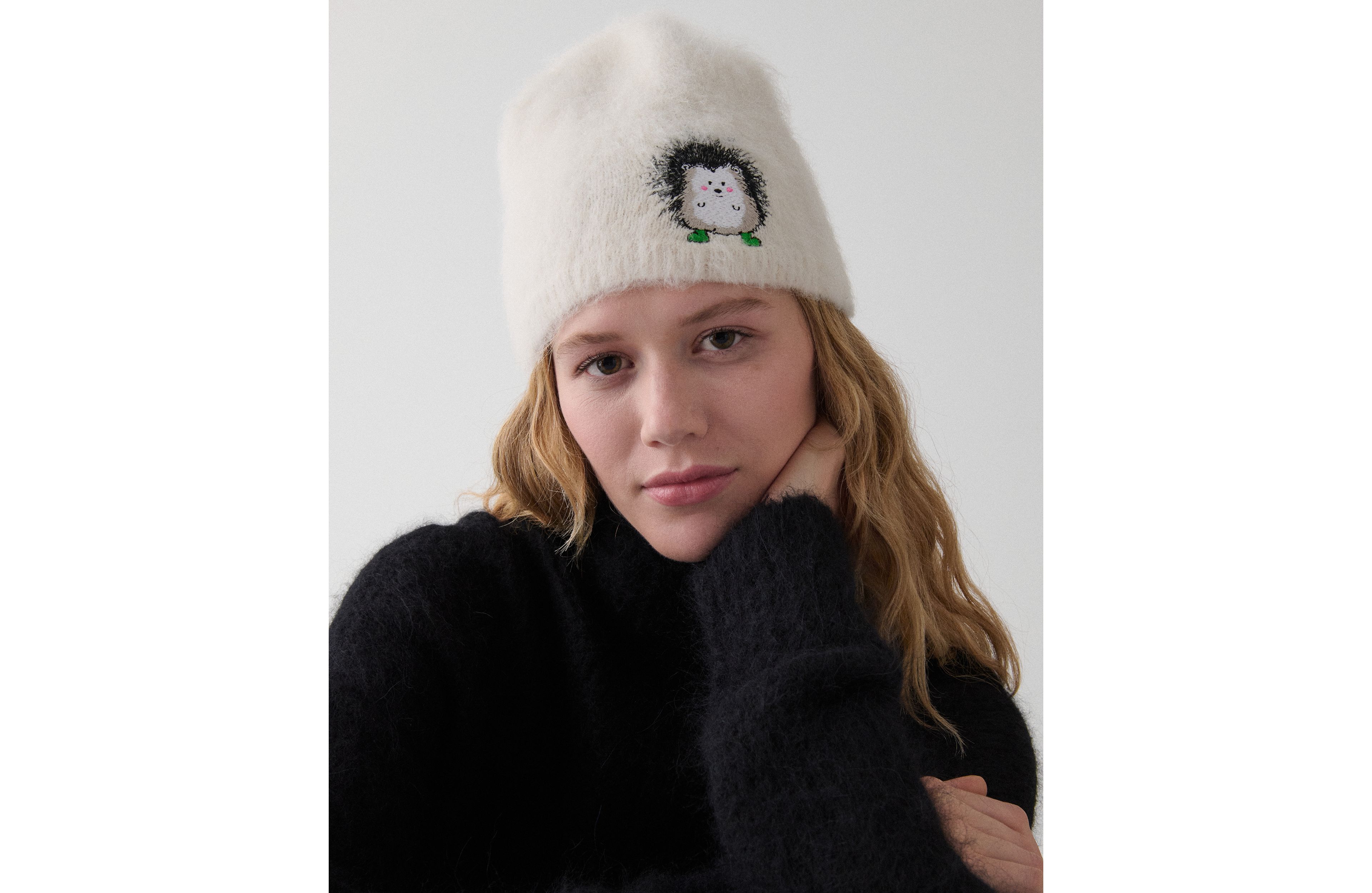 Hedgehog Patch Brushy Beanie