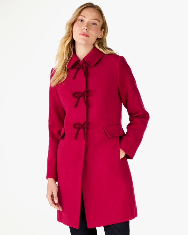 Bow Detail Wool Coat Kate Spade Outlet