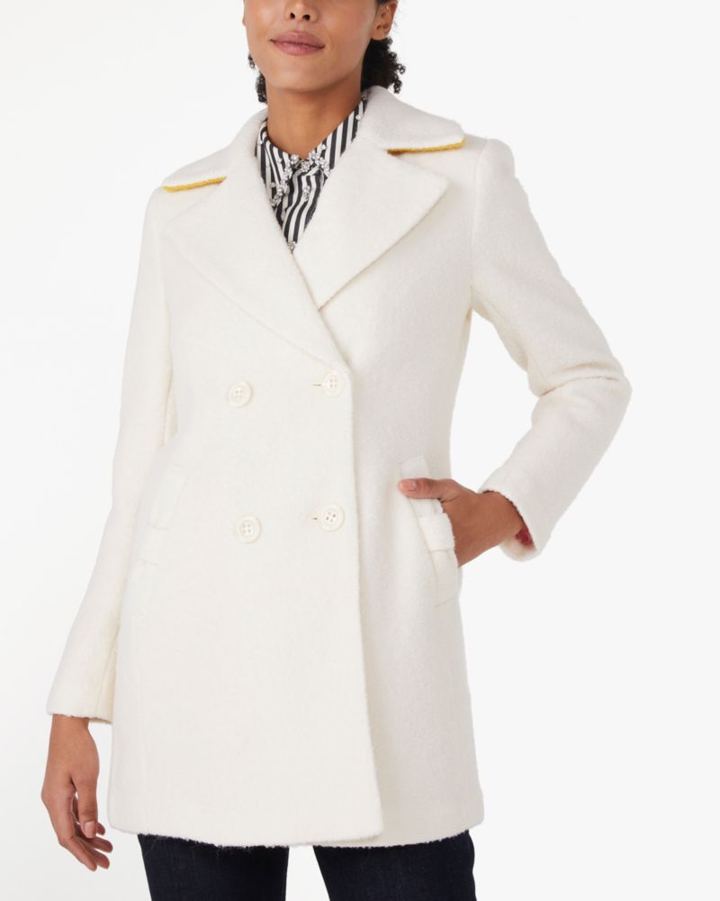 Kate Spade,Double Breasted Wool Jacket,Cream