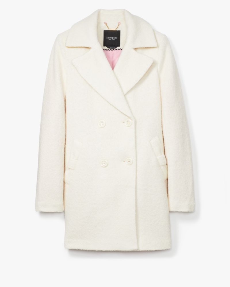 Kate Spade,Double Breasted Wool Jacket,Cream