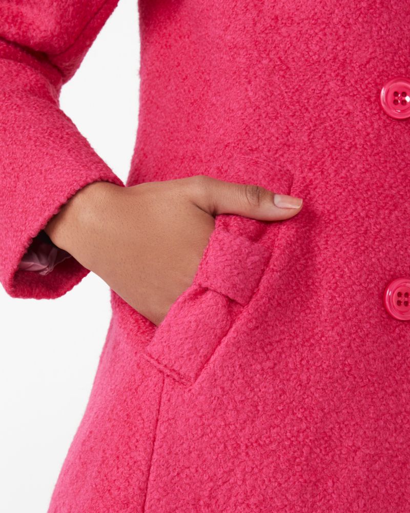 Kate Spade,Double Breasted Wool Jacket,Wool,Polyester,Peacoat,Bow,Casual,Pink