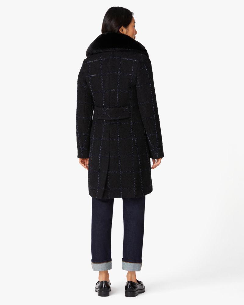 Kate Spade,Lurex Plaid Wool Coat,