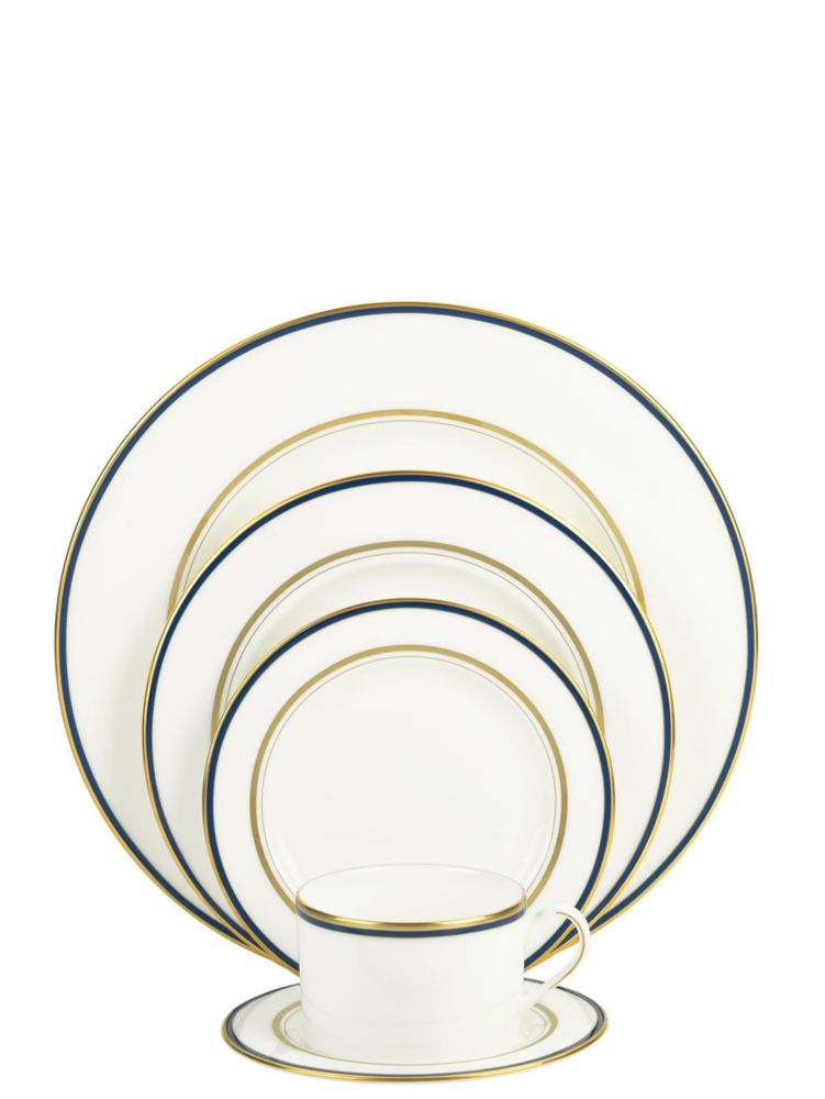 Library Lane Navy Five Piece Place Setting, , Product