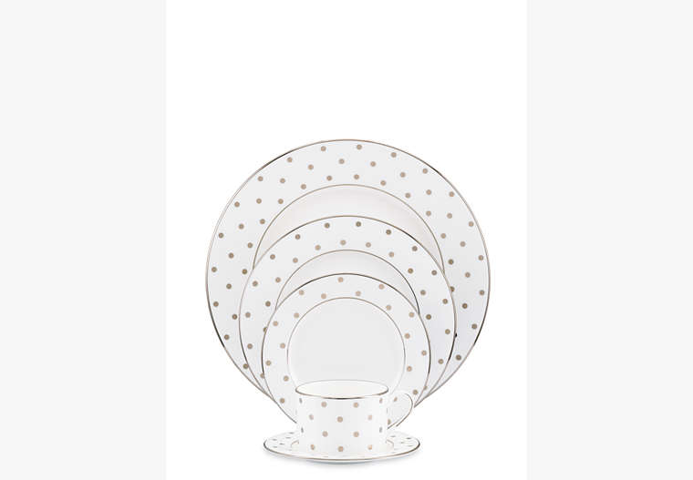 Kate Spade,larabee road platinum five-piece place setting,kitchen & dining,Parchment image number 0
