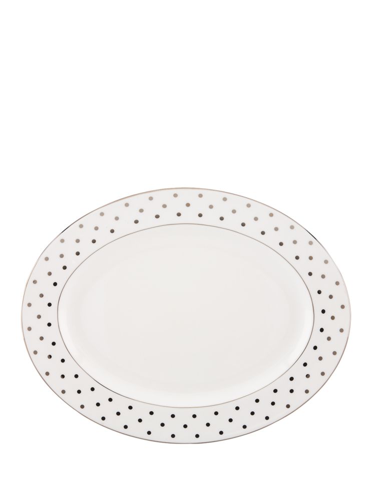 Kate Spade,16' larabee road platinum oval platter,Parchment