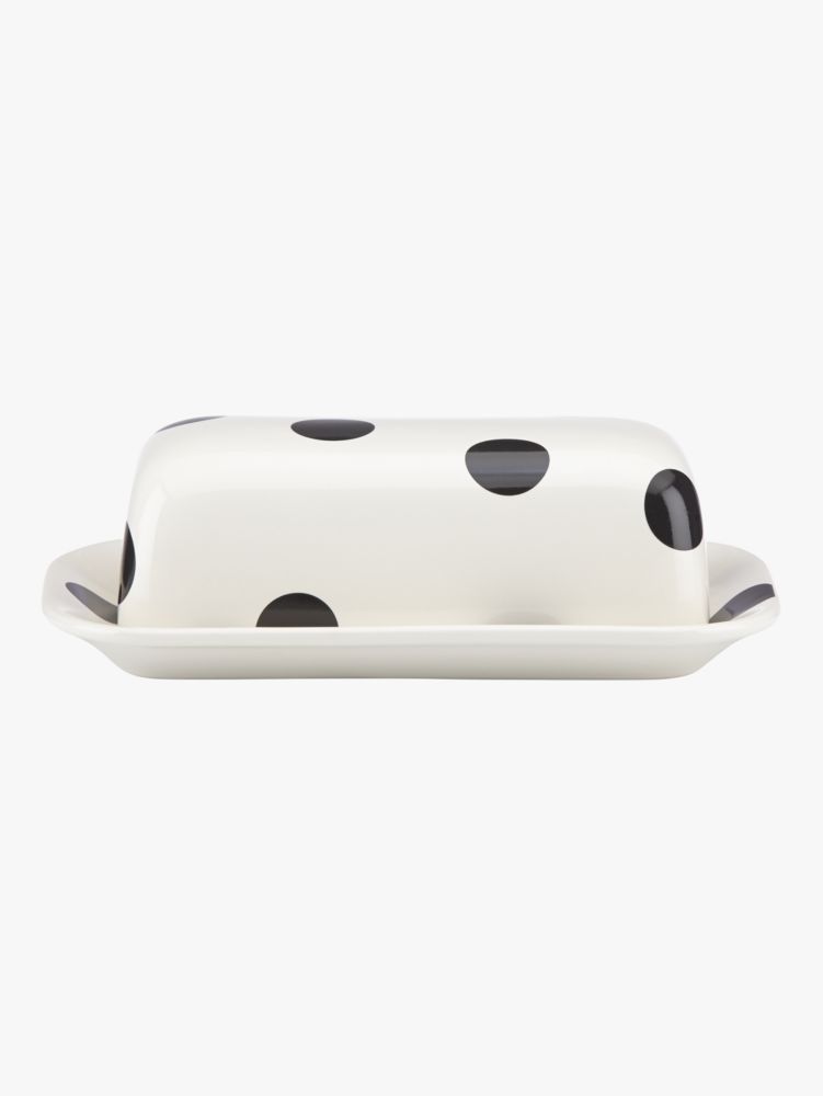 Kate Spade,Deco Dot Covered Butter Dish,White