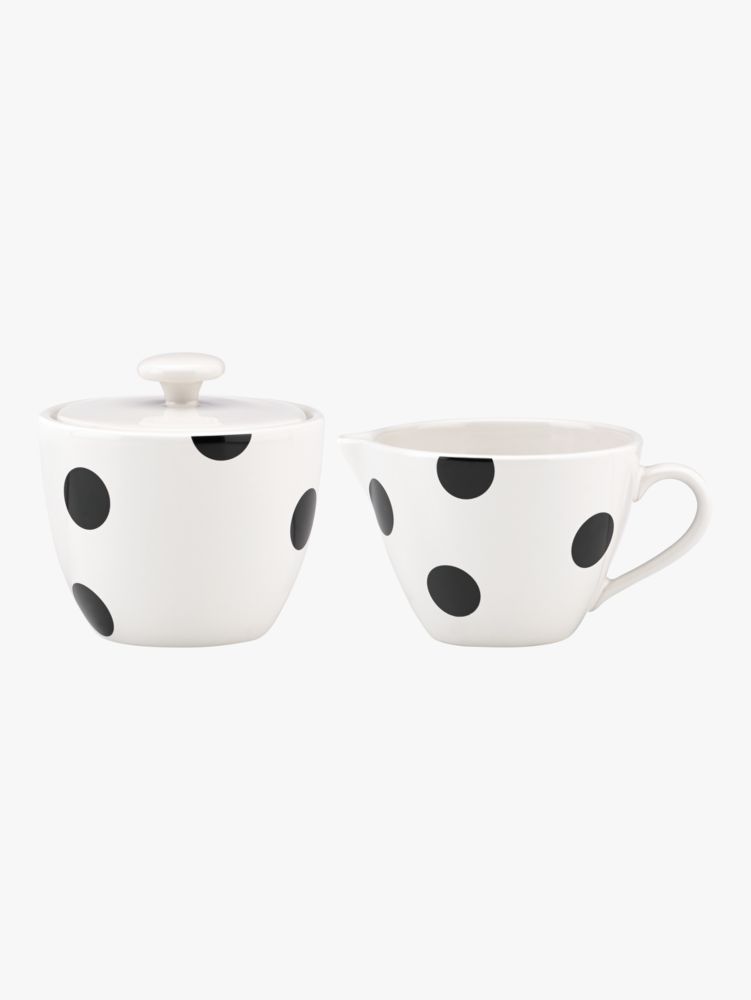 Kate Spade,Deco Dot Sugar & Creamer Set,Creamer,Sugar Bowl,Stoneware,