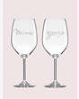 Kate Spade,two of a kind mine/yours wine glass pair,kitchen & dining,Clear