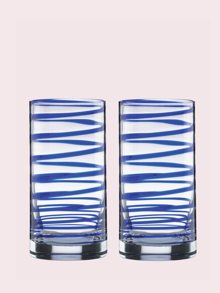 Kate Spade New York Charlotte Street Highball Glass, Set of 2 - Blue