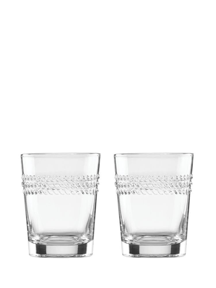 Kate Spade,Wickford Dof Set,Tumbler,Glass,Sham Embellishment,Embossed,Set,Clear