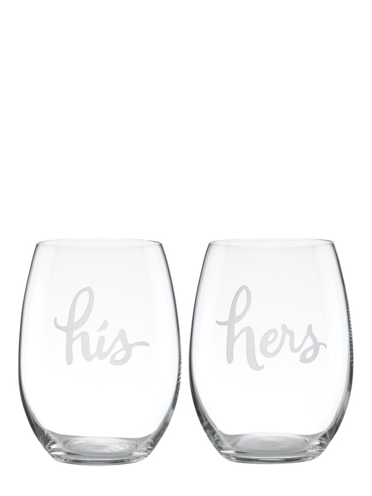 Pair of Wine Glasses (2) His and Hers (10 oz) 