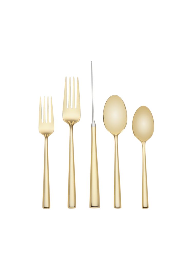 Mother of Pearl Inlay Flatware Set - Gold Wedding Flatware - 5