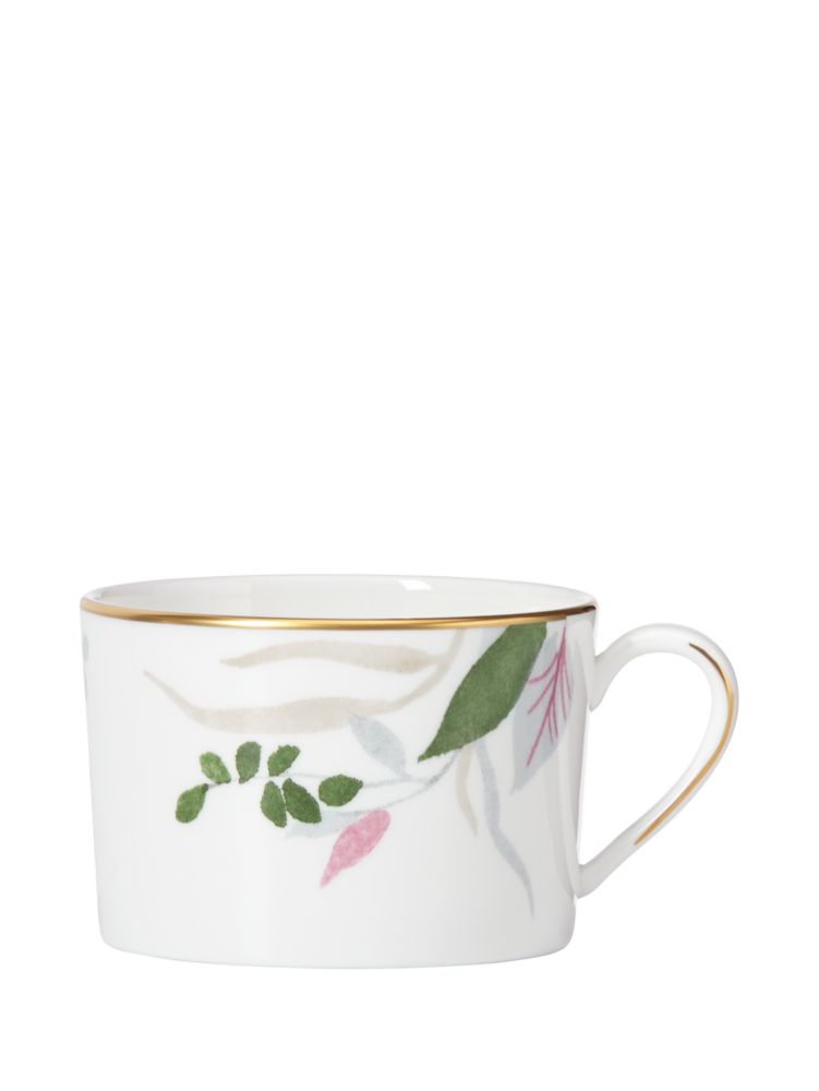 Kate Spade,Birch Way Cup,Teacup,Bone China,Metallic Band,Gold Embellishment,