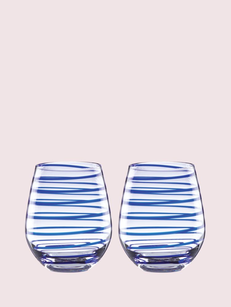 Kate Spade,charlotte street stemless wine glass pair,kitchen & dining,Clear