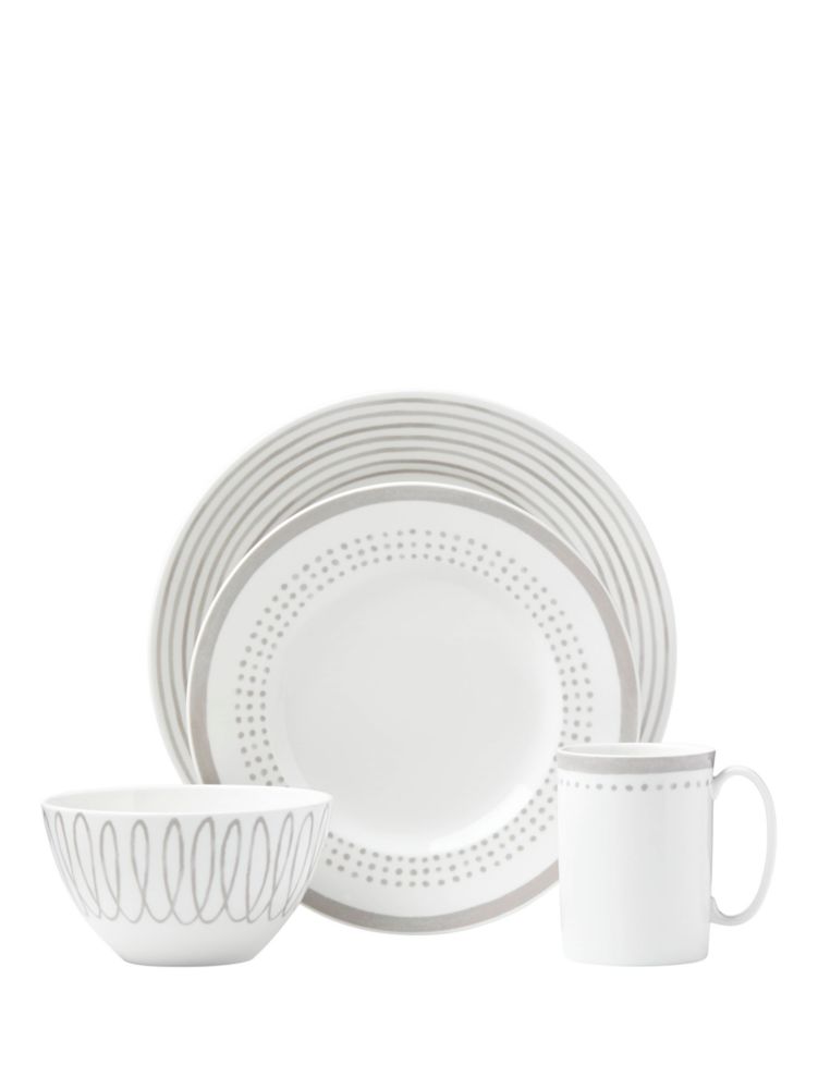 Kate Spade,charlotte street east char grey east 4 piece place setting,kitchen & dining,Parchment