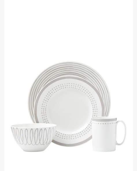 Kate Spade,charlotte street east char grey east 4 piece place setting,kitchen & dining,Parchment