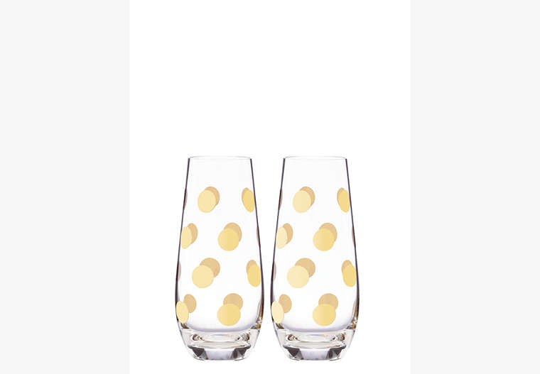Kate Spade,pearl place stemless champagne glass pair,kitchen & dining,Gold