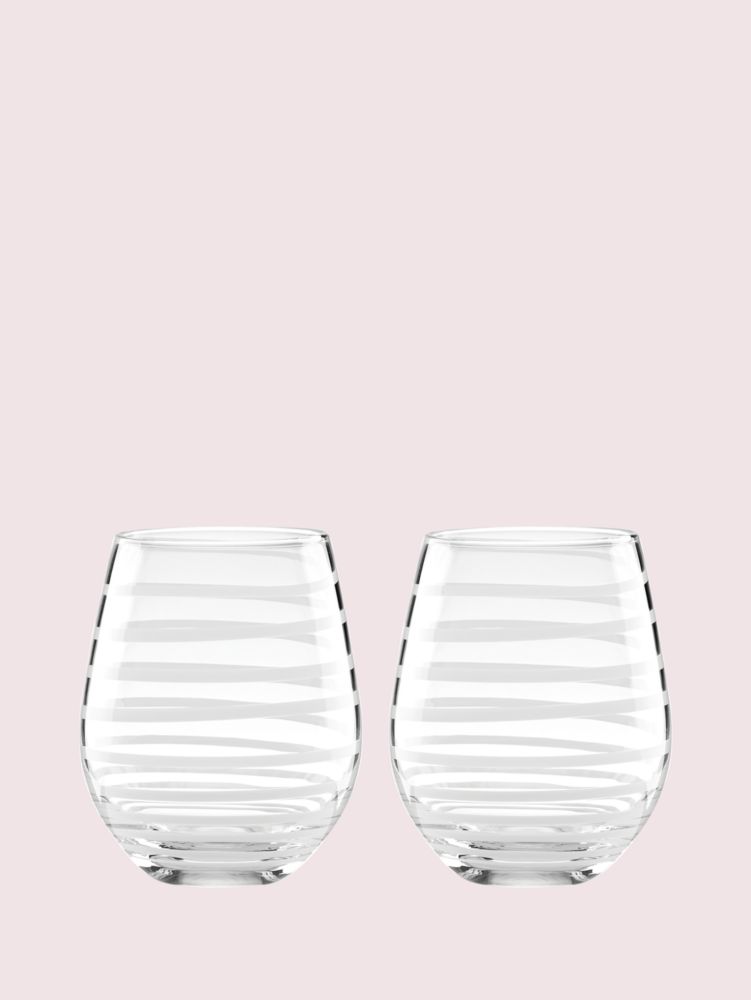 Kate Spade,charlotte street stemless wine glass pair,kitchen & dining,Clear