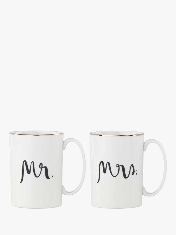 Kate Spade,Mr. and Mrs. 2-Piece Mug Set,White