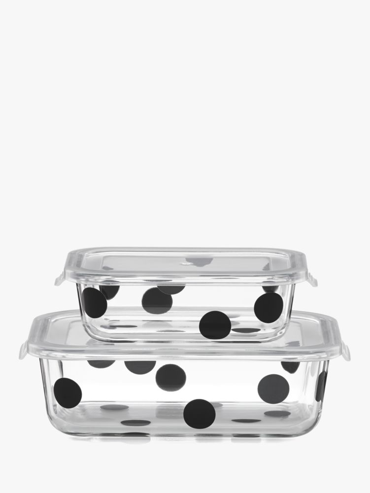 Kate Spade,deco dot 2pc rectangular food storage containers,kitchen & dining,Black
