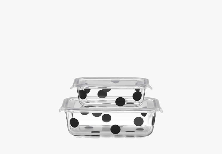 Kate Spade,deco dot 2pc rectangular food storage containers,kitchen & dining,Black image number 0