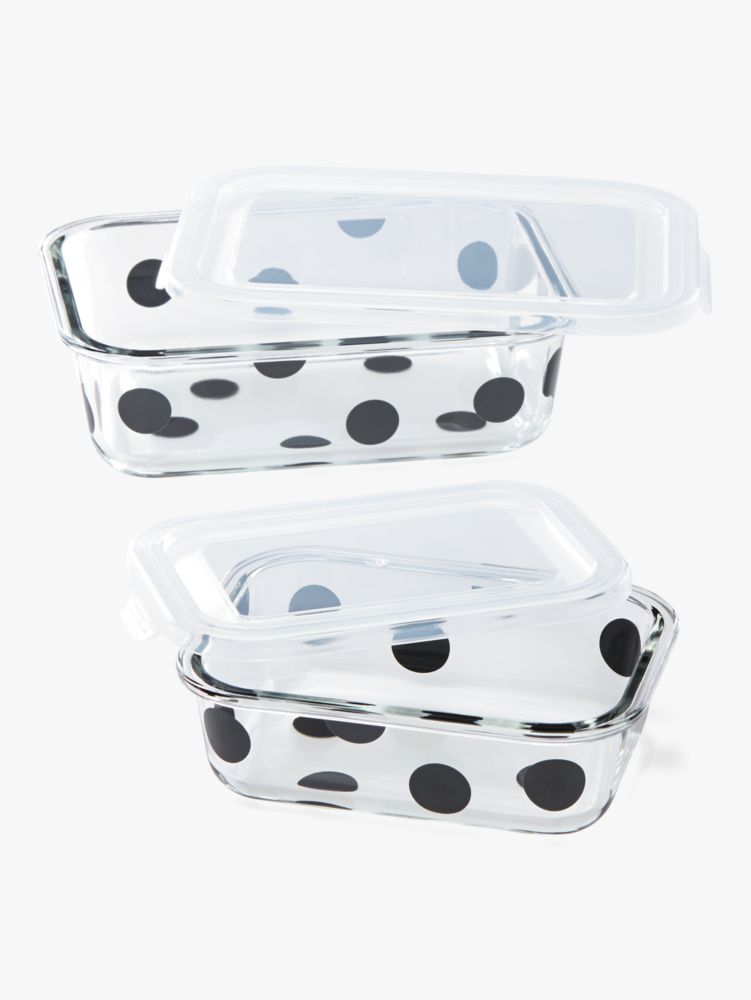 Kate Spade,deco dot 2pc rectangular food storage containers,kitchen & dining,Black