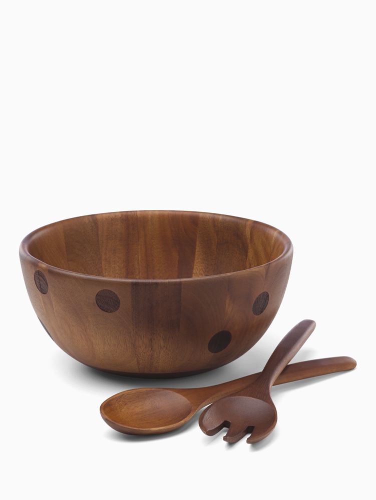 Kate Spade,Deco Dot Wood Salad Bowl And Server Set,