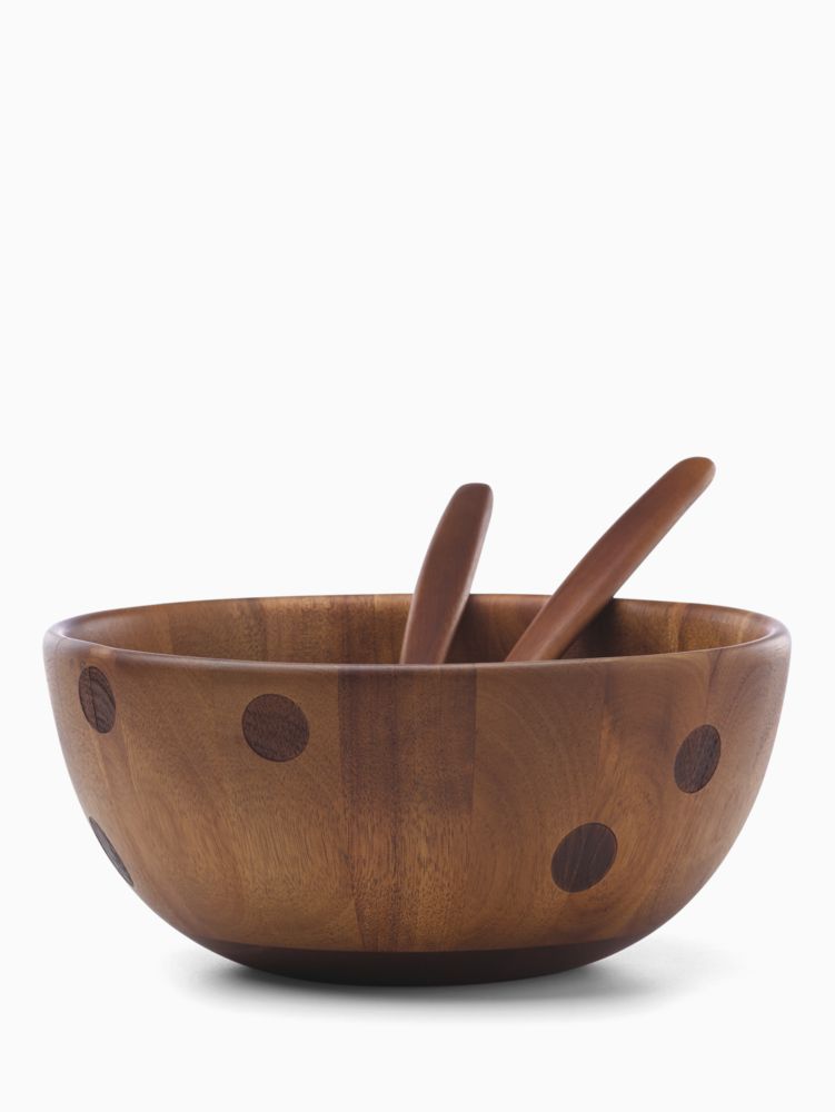 Kate Spade,Deco Dot Wood Salad Bowl And Server Set,