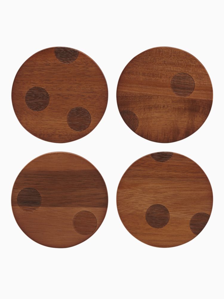 Kate Spade,Wood Dot Coaster Set,